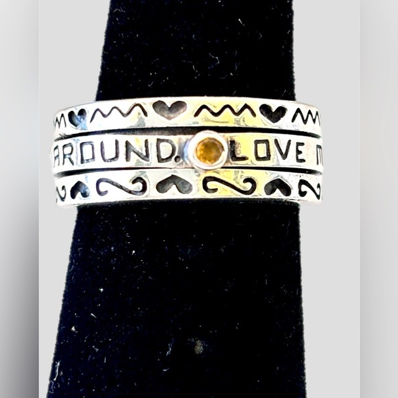 Brighton Sterling silver garnet spinner Love Makes World Go Round Ring Size 5 - Picture 3 of 6